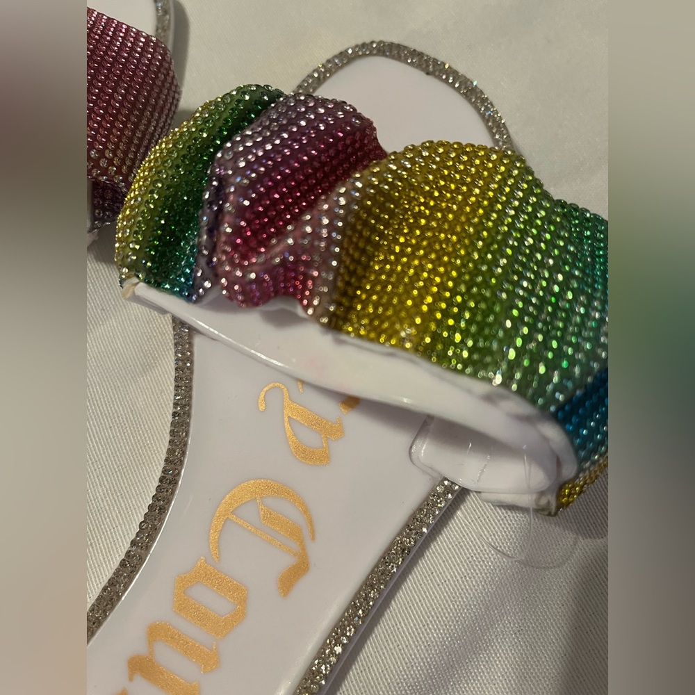 Juicy Couture Rainbow Jelly Hollyn Embellished Slip On Sandals 7 - Picture 12 of 12
